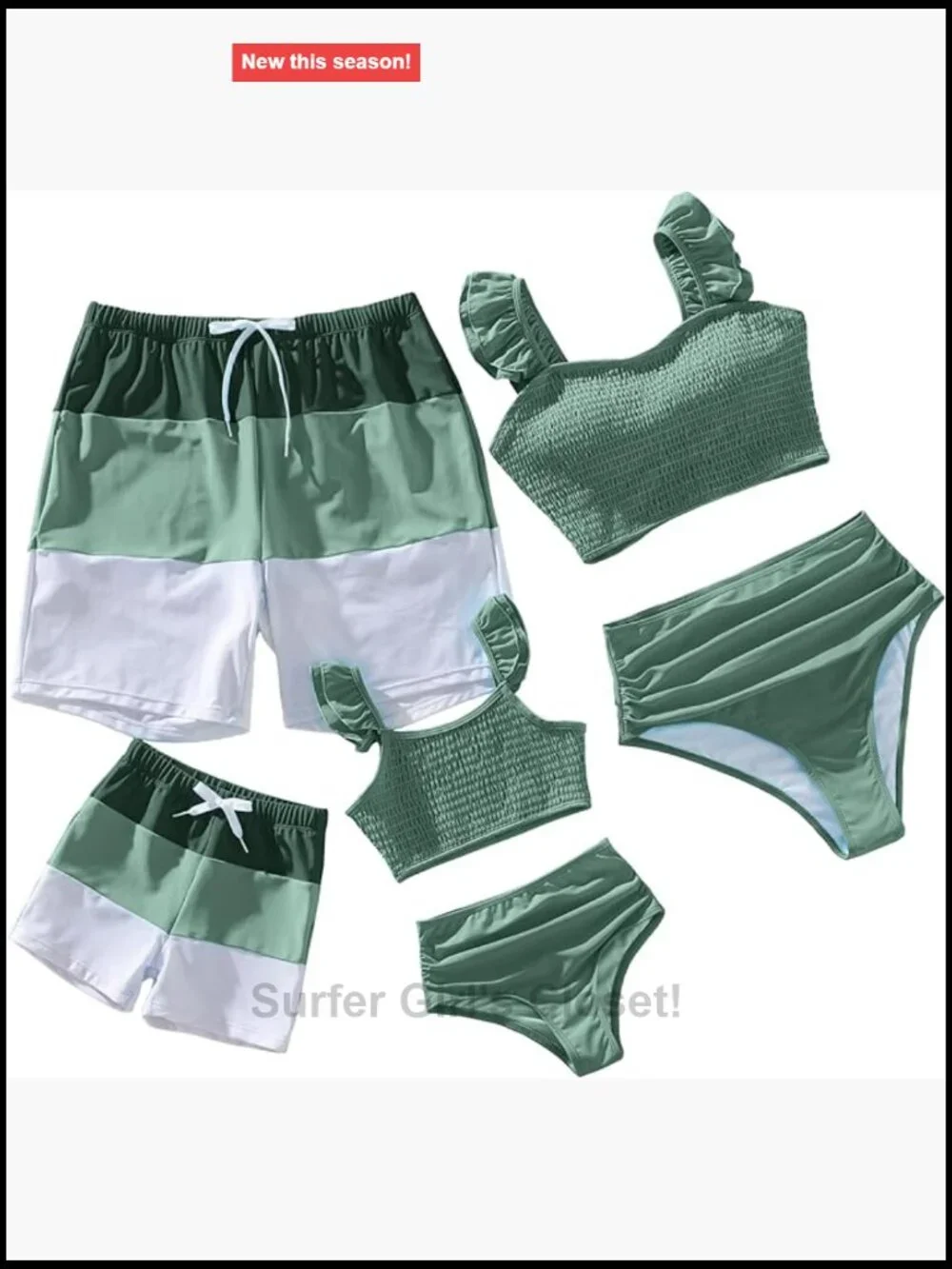 Smocked Ruched Two Piece Bikini Set - Family Matching Swimsuits